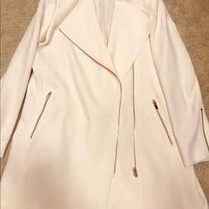 Club Monaco light pink coat with gold zipper.